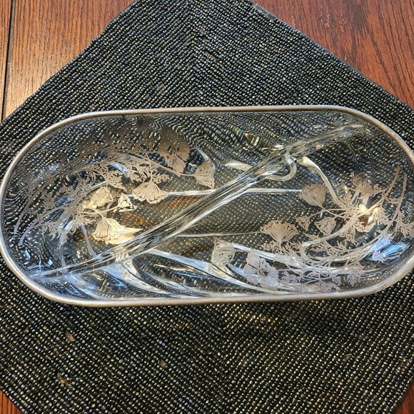 Vintage Silver City Silver Overlay Divided Relish Dish - Picture 2 of 7
